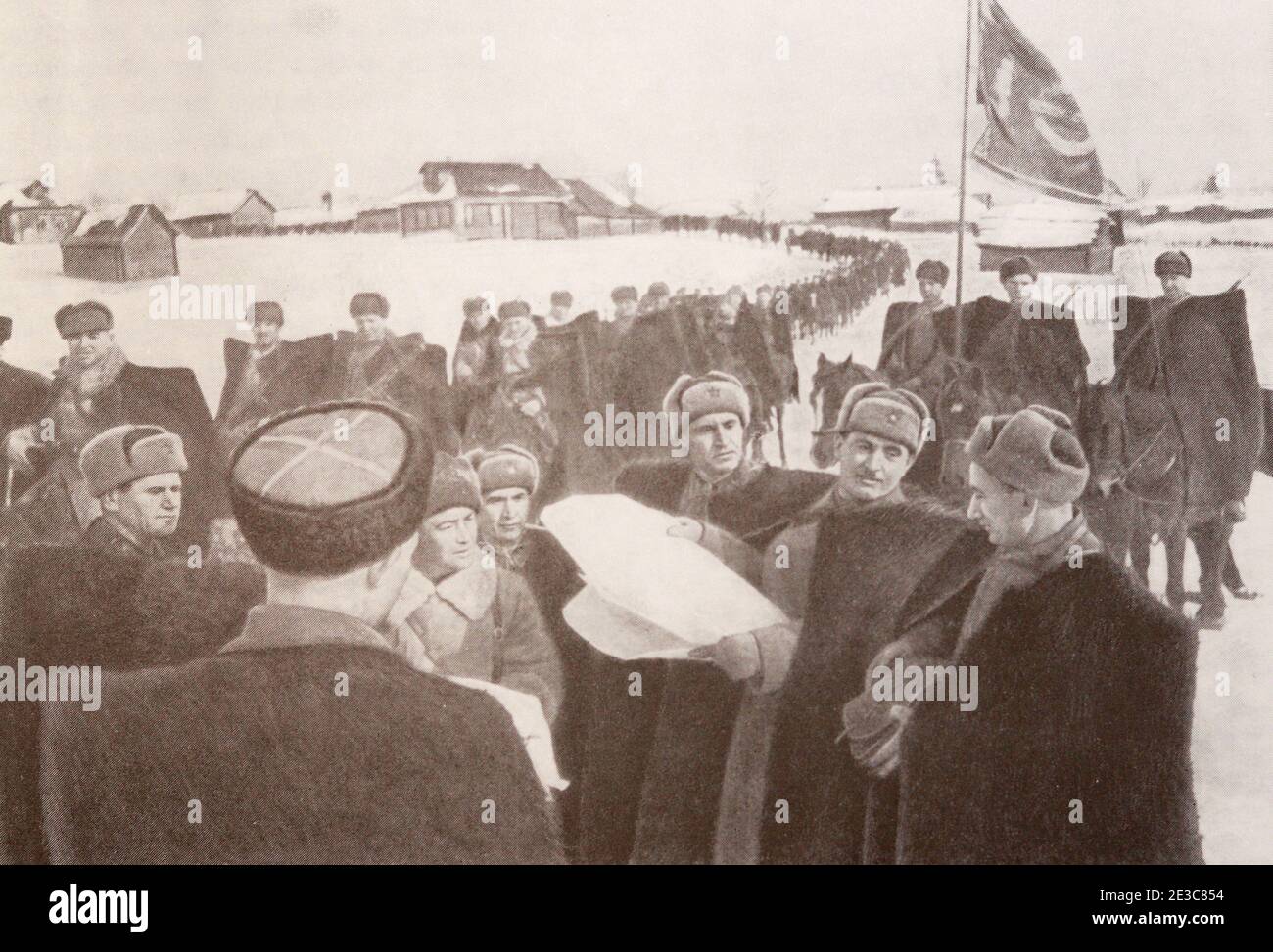 Cavalleria del maggiore generale sovietico Lev Dovator prima dell'offensiva nel 1941. Foto Stock