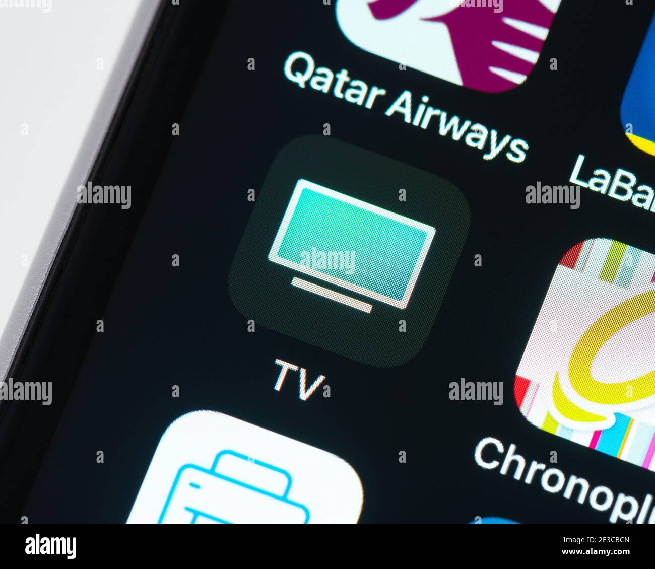 Icona dell'app Apple TV sullo schermo di Apple iPhone Foto Stock