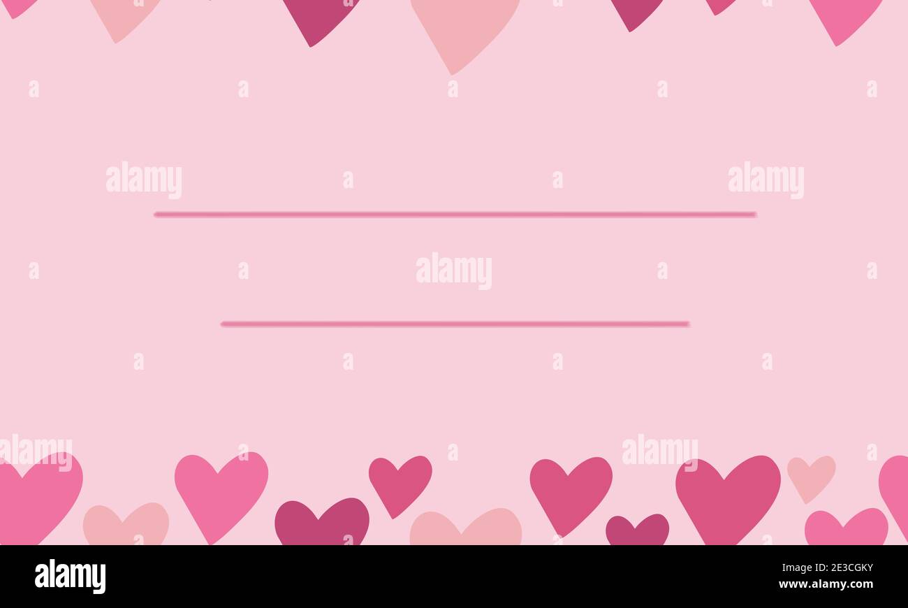 Biglietto d'auguri per San Valentino. Cuori rosa orizzontali senza cuciture su sfondo rosa chiaro. Colore trendy bordo superiore e inferiore per copertina, dima fo Illustrazione Vettoriale