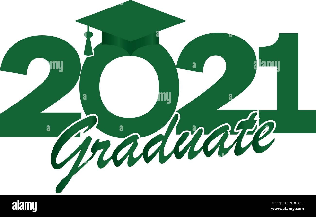 Classe di 2021 Graduazioni Graphic Green Foto Stock