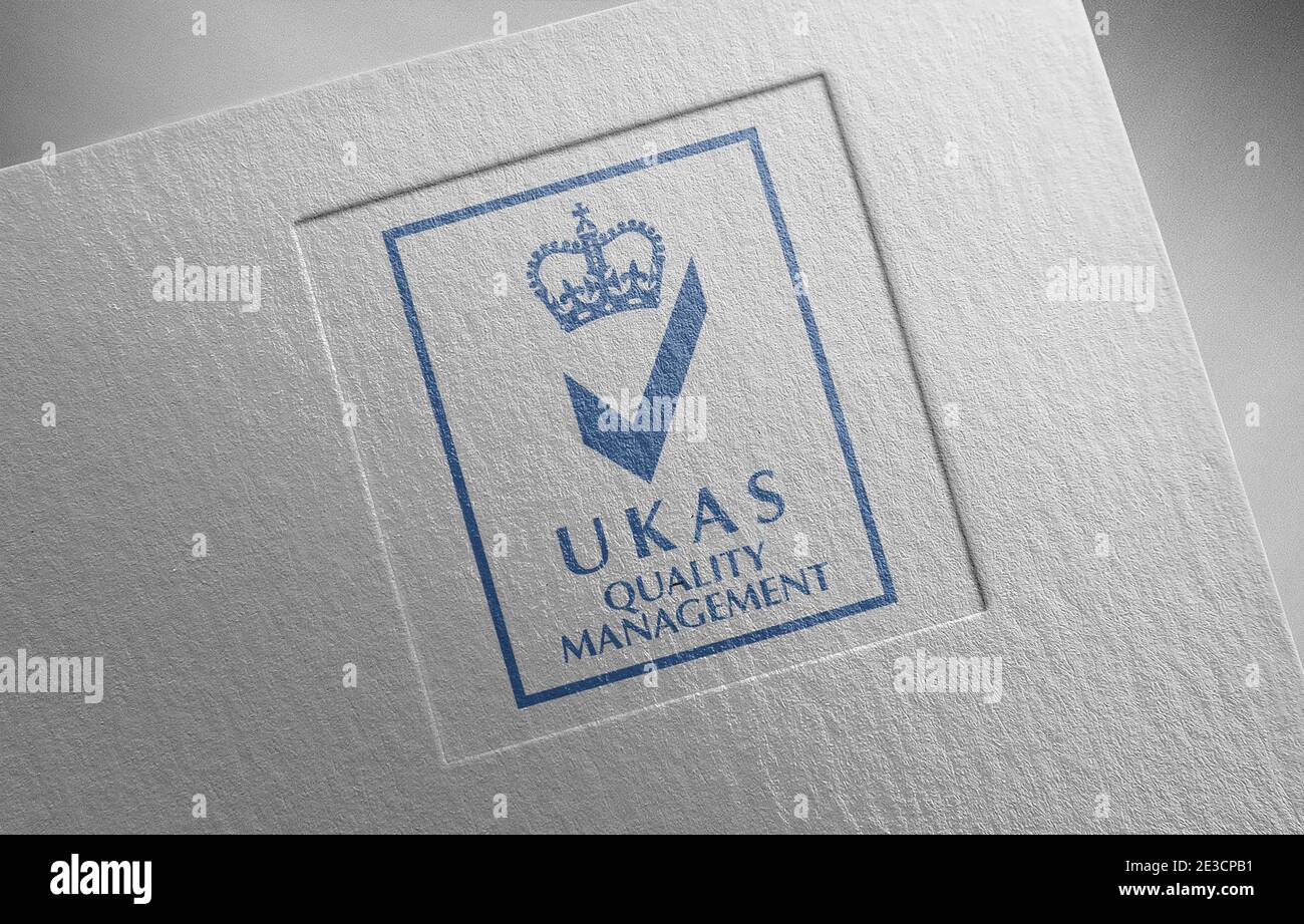 illustrazione della grana della carta con il logo ukas Foto Stock