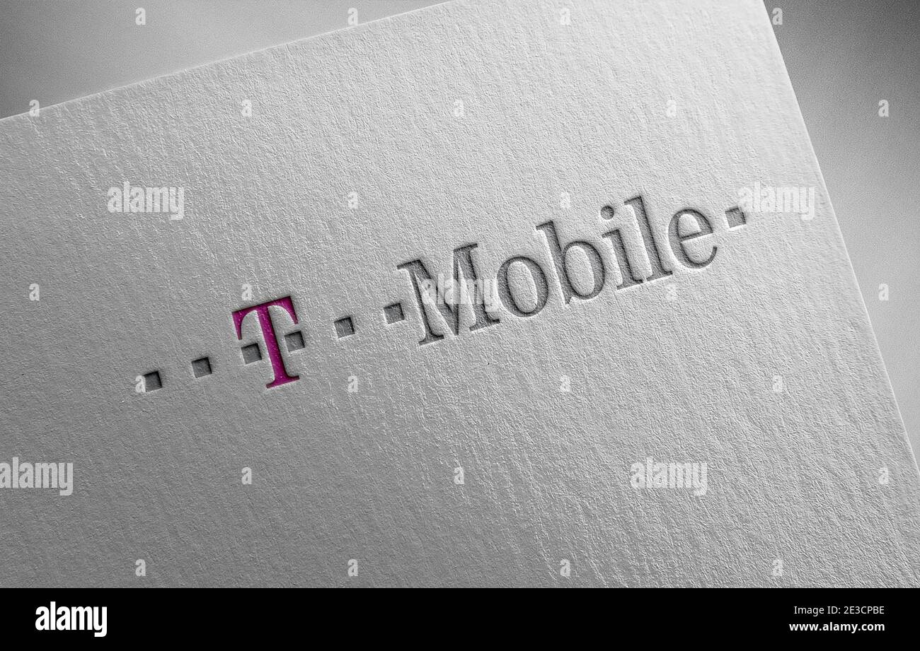 immagine della grana della carta con il logo t mobile Foto Stock