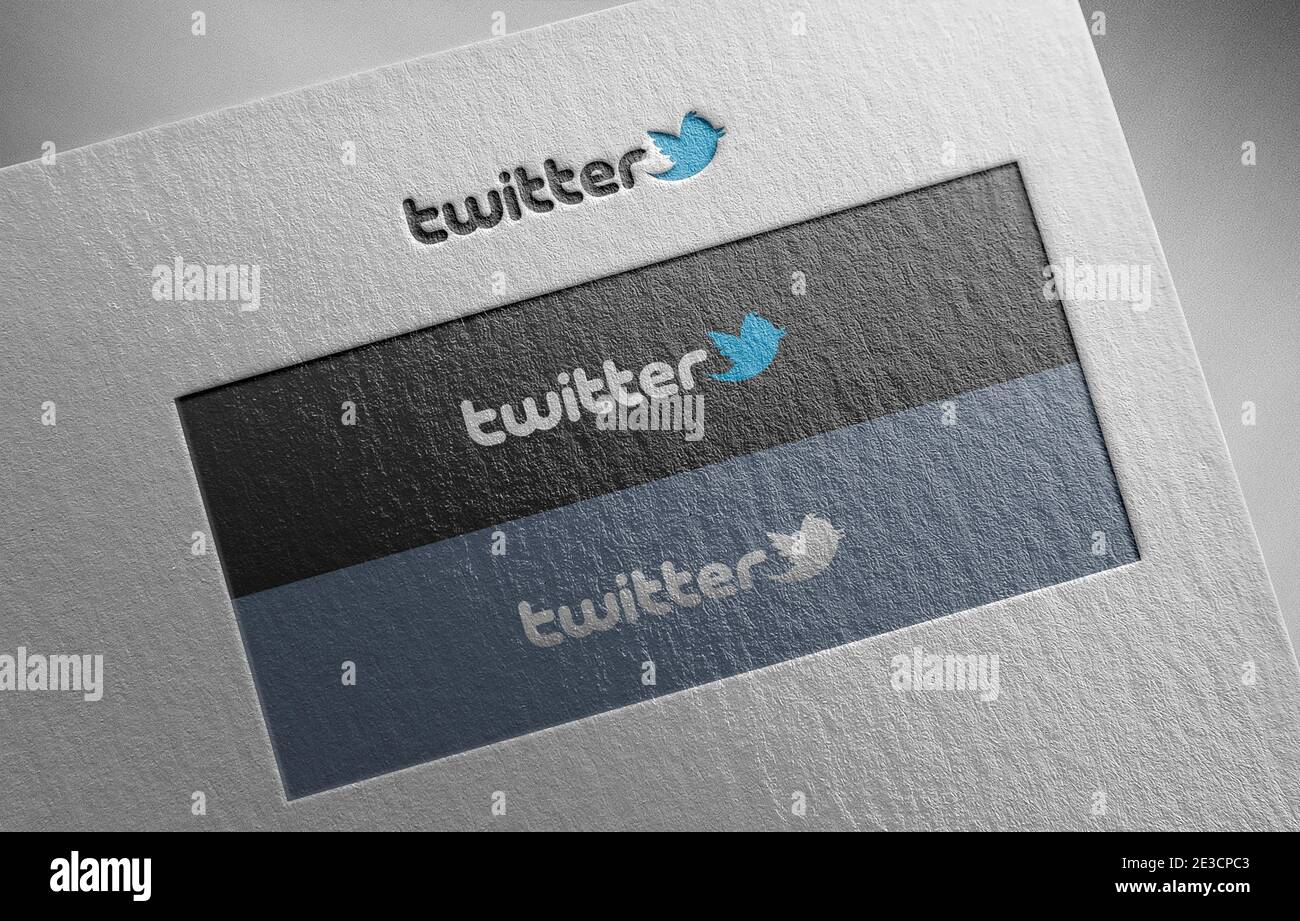 illustrazione della trama della carta con il logo twitter Foto Stock