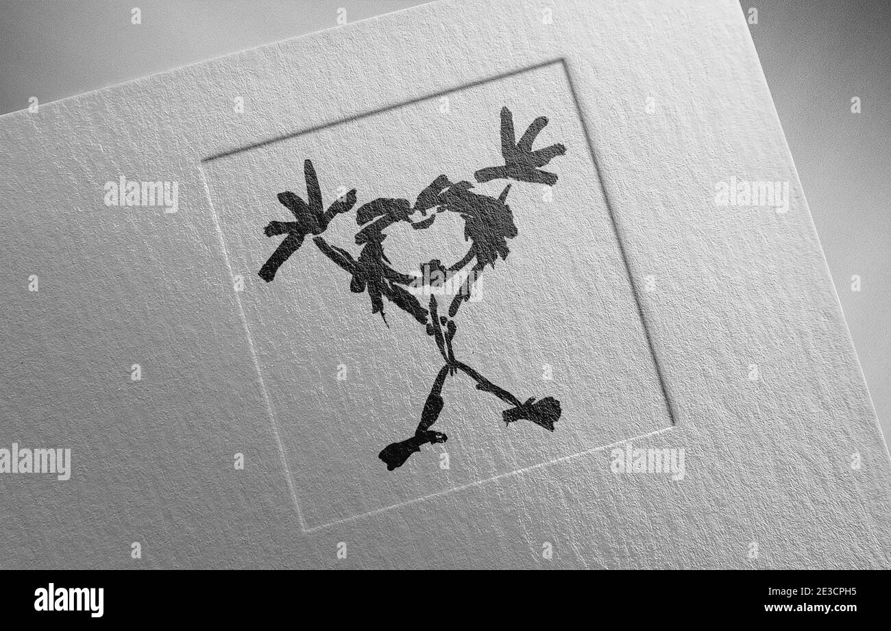 immagine della grana della carta con il logo peal injam alive Foto Stock
