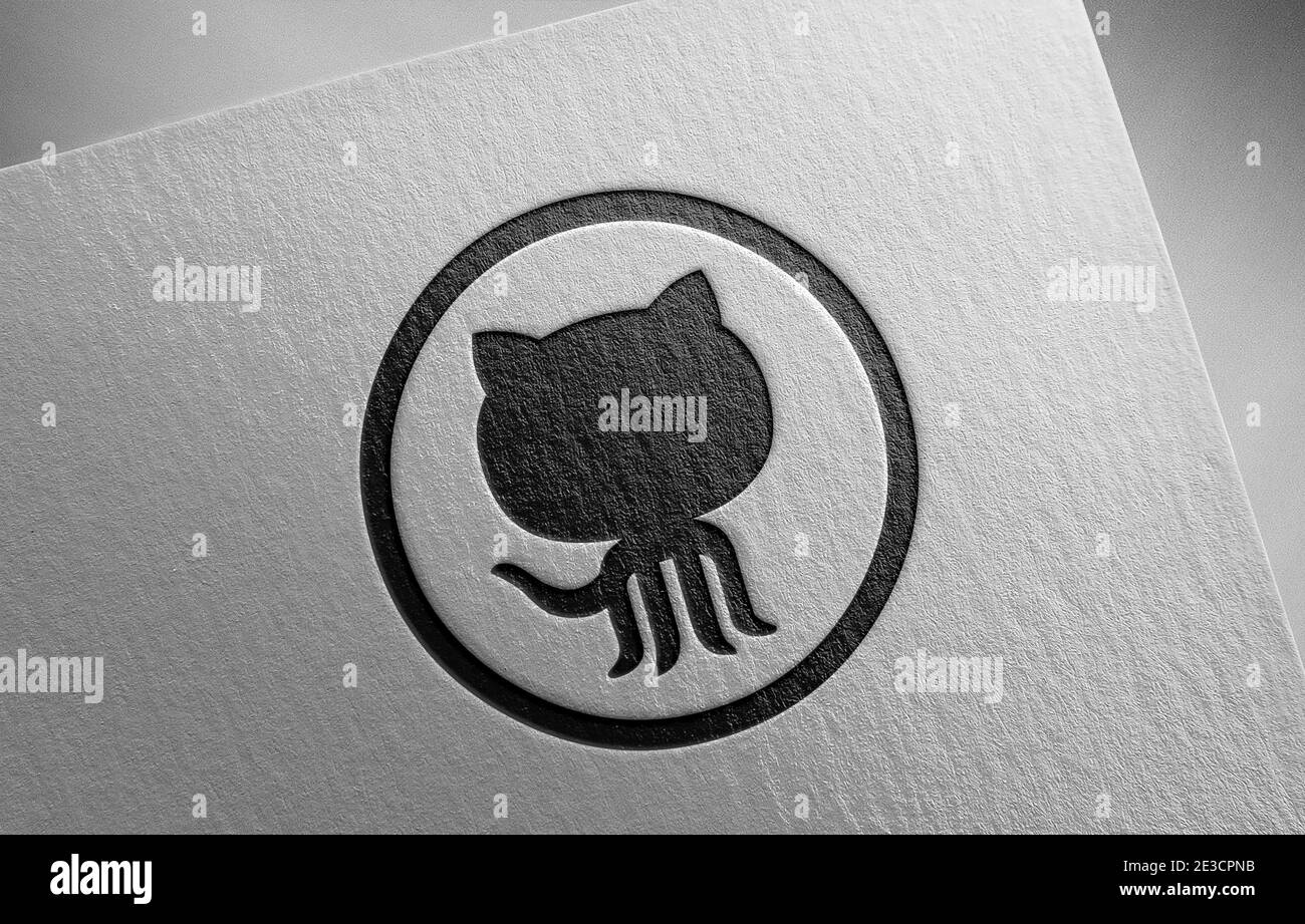 immagine della grana della carta con il logo github Foto Stock