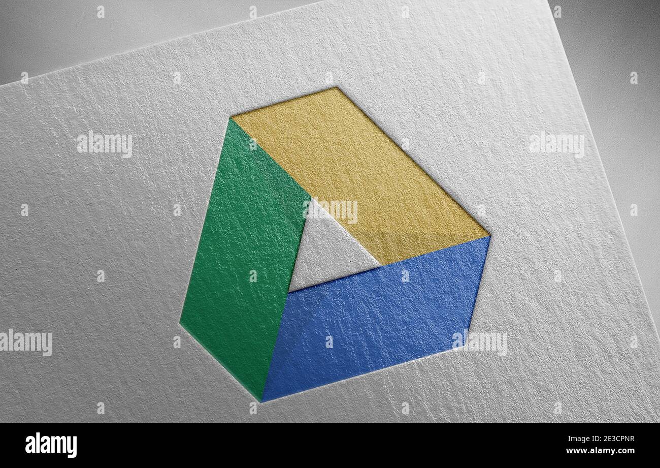 immagine della grana della carta con il logo dell'unità google Foto Stock