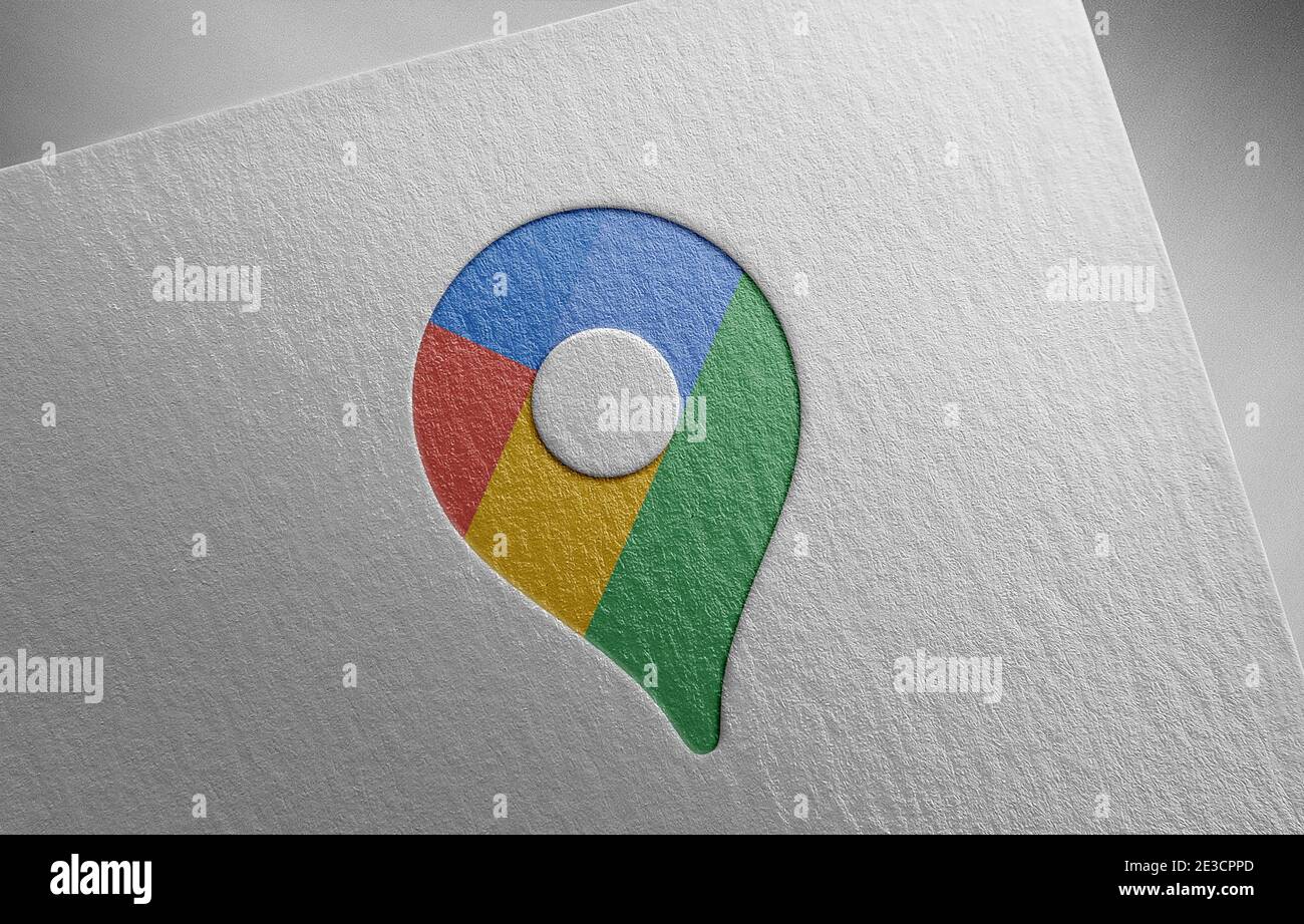 immagine della grana della carta del logo google maps Foto Stock