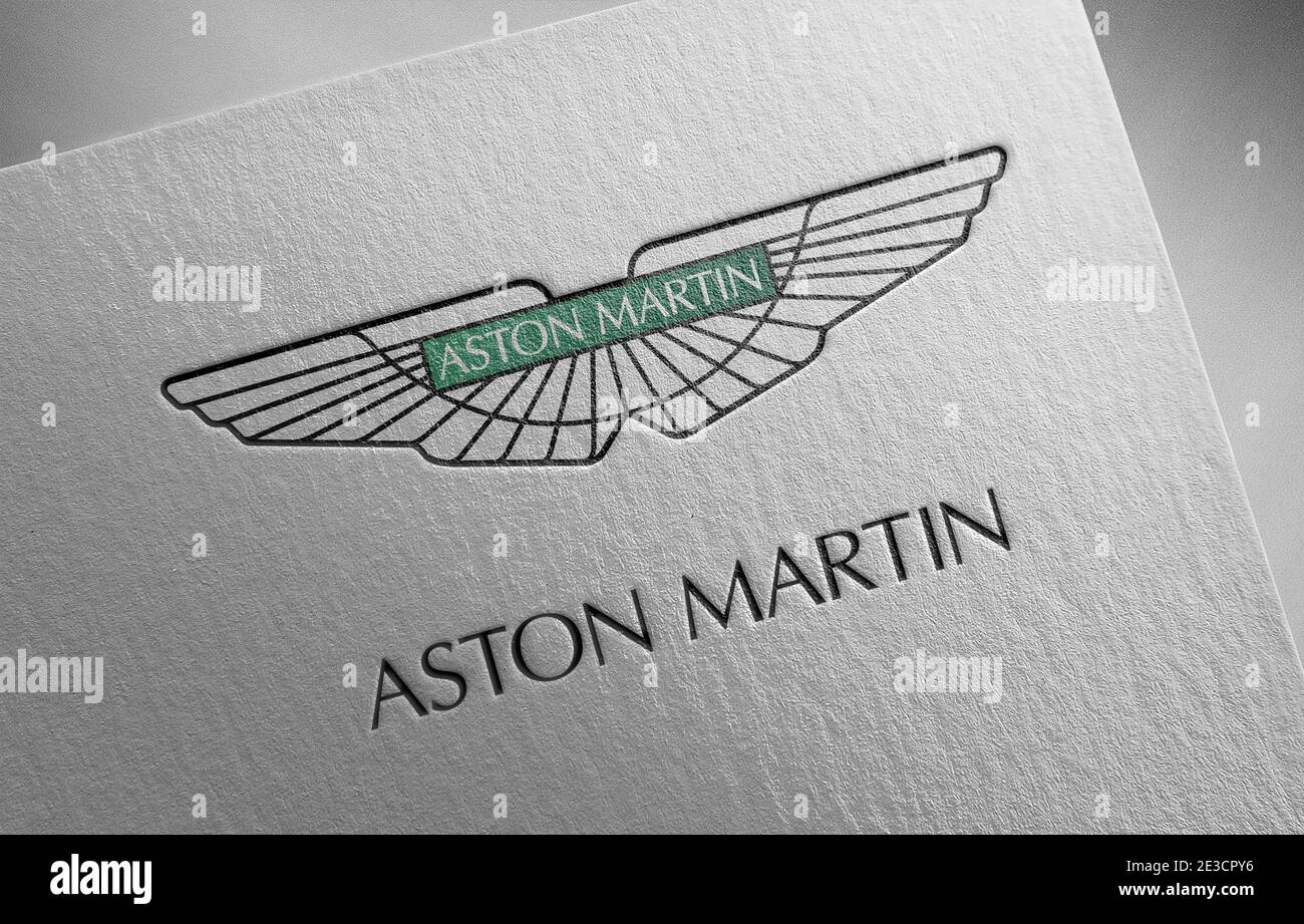 illustrazione della tessitura della carta con il logo aston martin Foto Stock