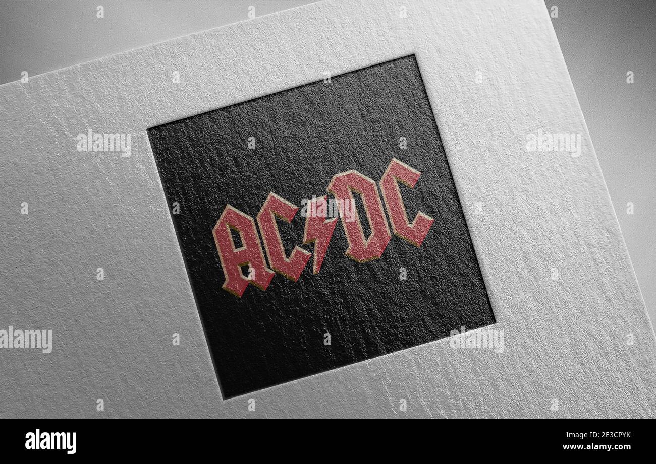 illustrazione della grana della carta con il logo ac/dc Foto Stock