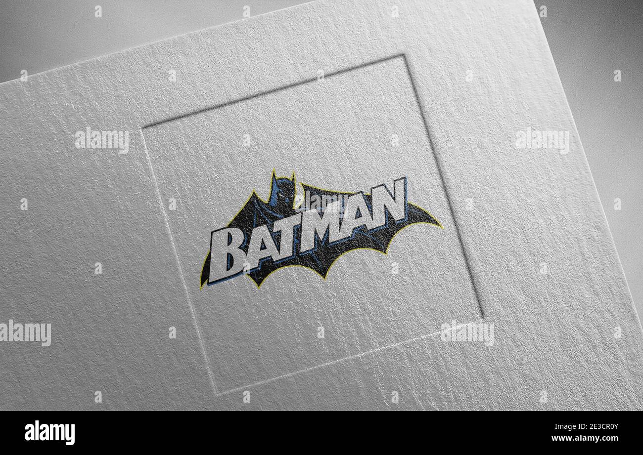 illustrazione della trama della carta con il logo batman Foto Stock