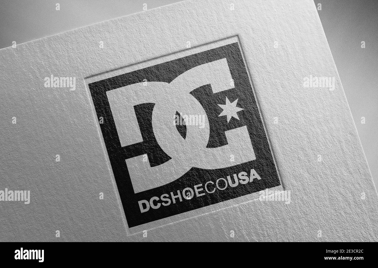 illustrazione della texture della carta con logo dc shoe co Foto Stock