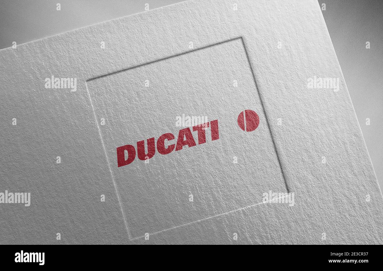illustrazione della grana della carta con il logo ducati Foto Stock