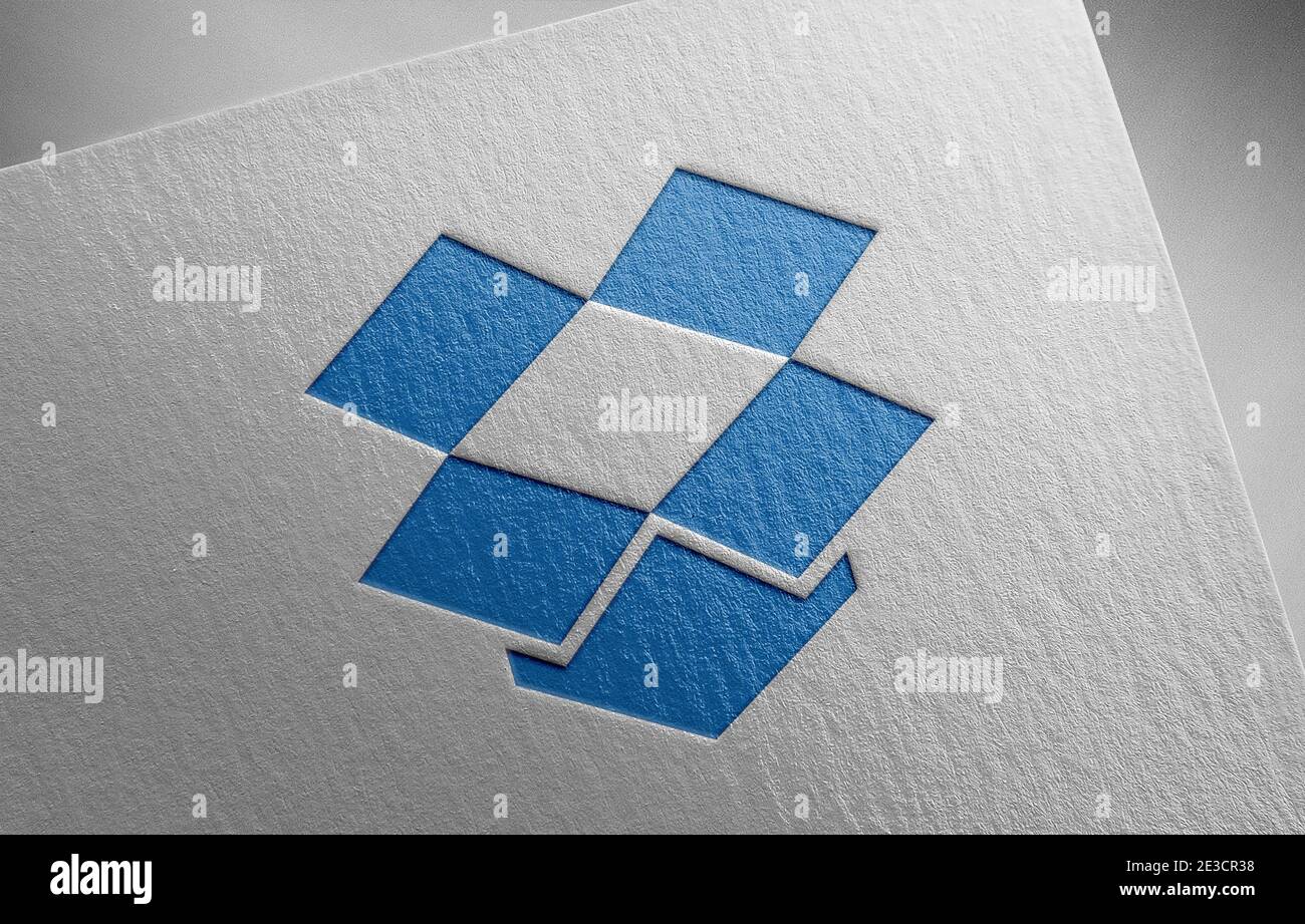 illustrazione della grana della carta con il logo dropbox Foto Stock