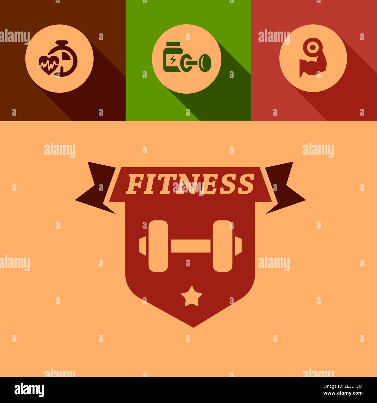 Elementi Flat Fitness e Sport Design. Illustrazione Vettoriale