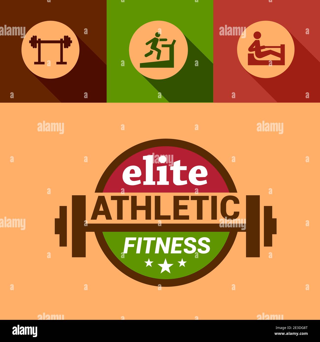 Elementi Flat Fitness e Sport Design. Illustrazione Vettoriale