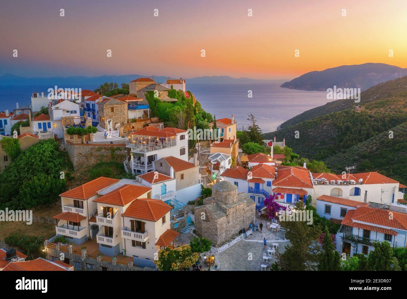 Il vecchio villaggio di Chora nell'isola di Alonnisos, Grecia. Foto Stock