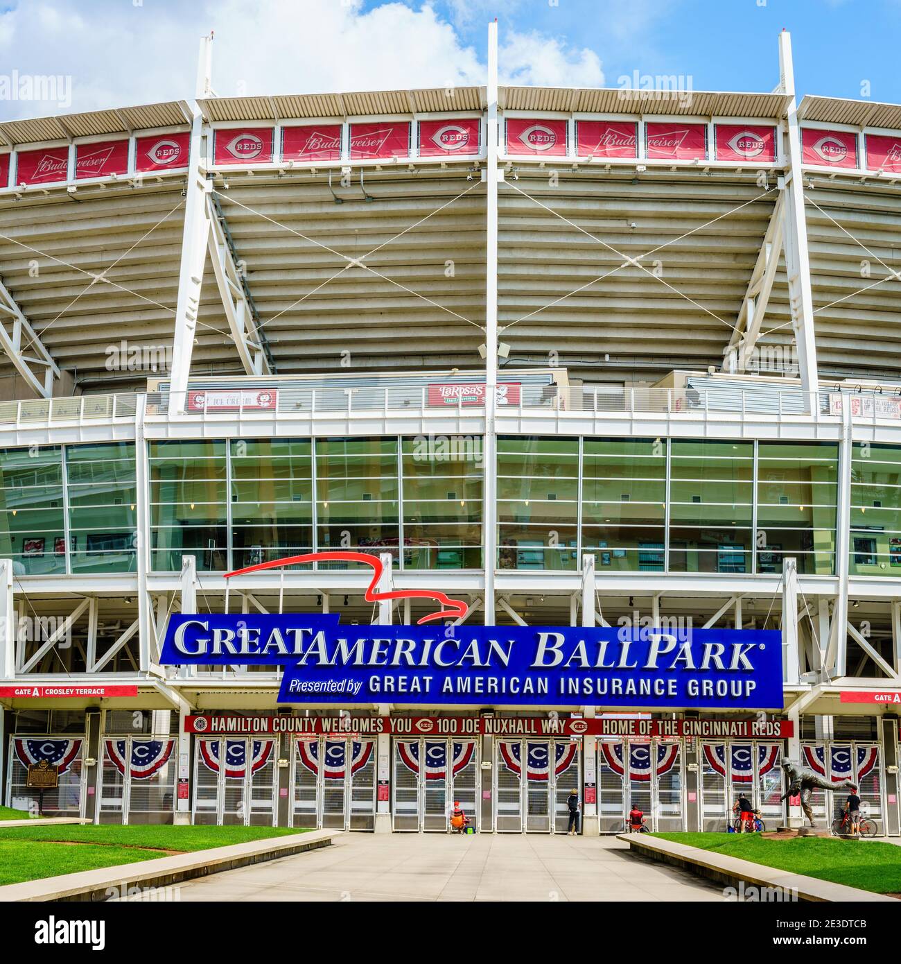 Cincinnati, Ohio, 29 agosto 2020: Ingresso allo stadio Great American Ball Park, sede della squadra di baseball dei Cincinnati Reds Foto Stock