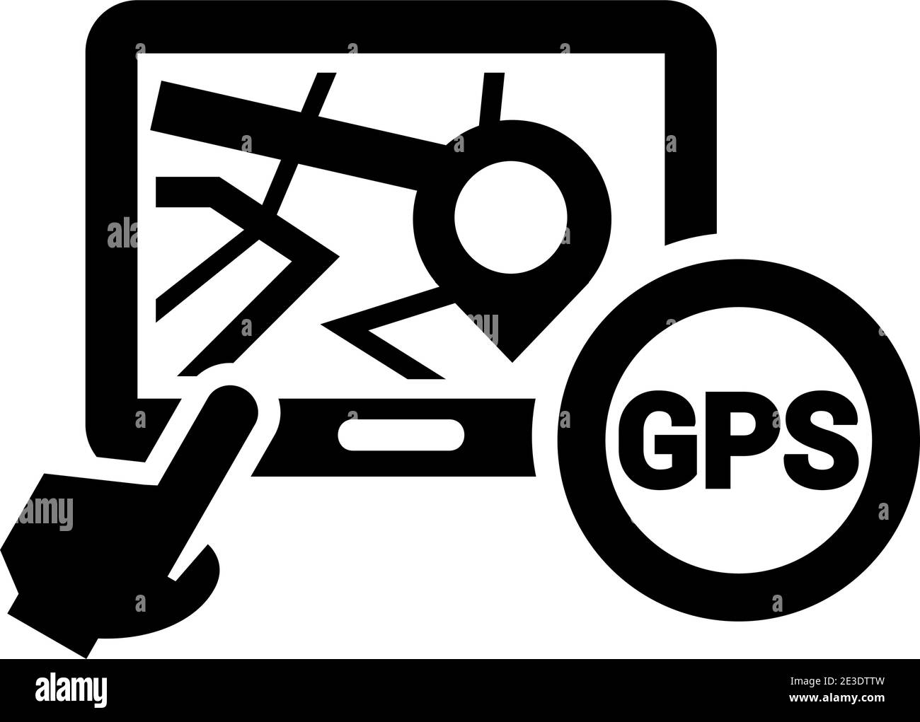 Elegante icona di navigazione nera su sfondo bianco. Illustrazione Vettoriale