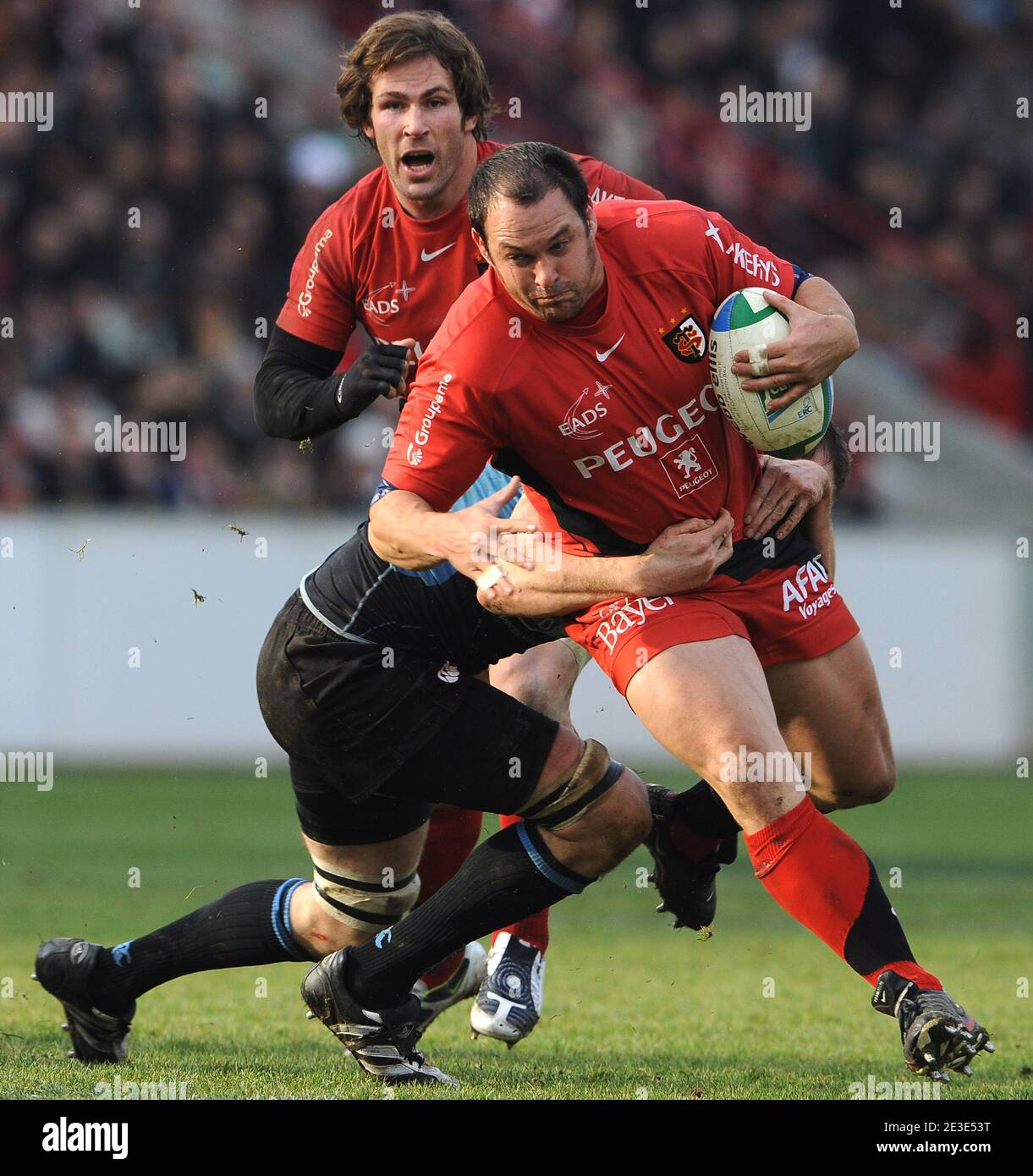 Daan Human durante la partita di rugby della Heineken Cup, Stade Toulousain vs Glasgow allo stadio Ernest Wallon di Tolosa, Francia, il 17 gennaio 2009. Foto di Steeve McMay/Cameleon/ABACAPRESS.COM Foto Stock