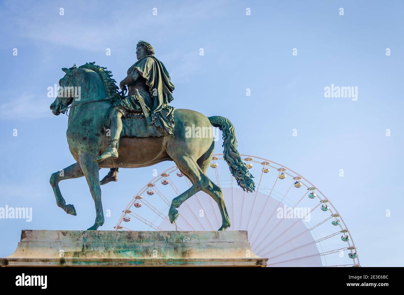 Statua di Luigi XIV, Place Bellecour, Lione, Francia Foto Stock