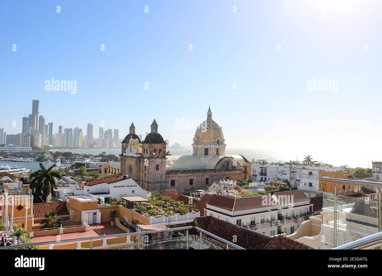 Vista sulla città vecchia, centro storico di Cartagena, Colombia Foto Stock
