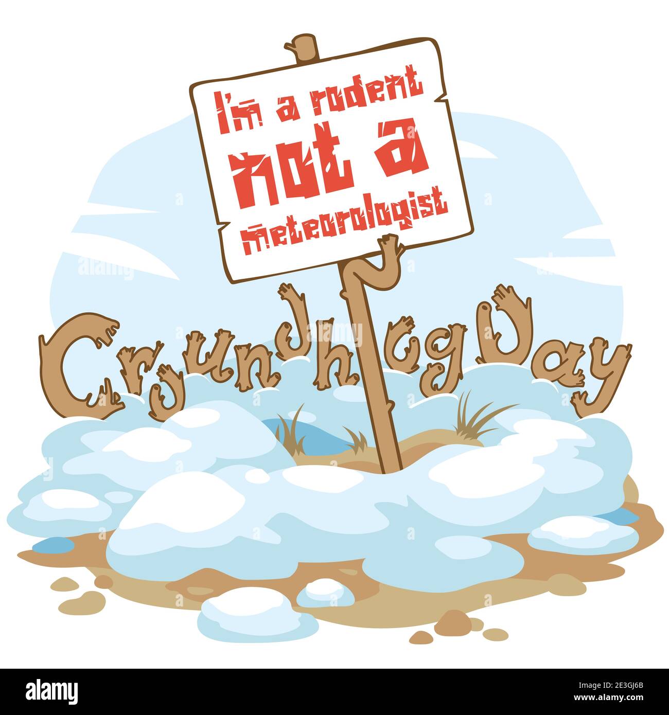 Groundhog giorno tradizionale biglietto di auguri di festa, secondo di febbraio, vettore biglietto di auguri umorismo scritto a mano Illustrazione Vettoriale