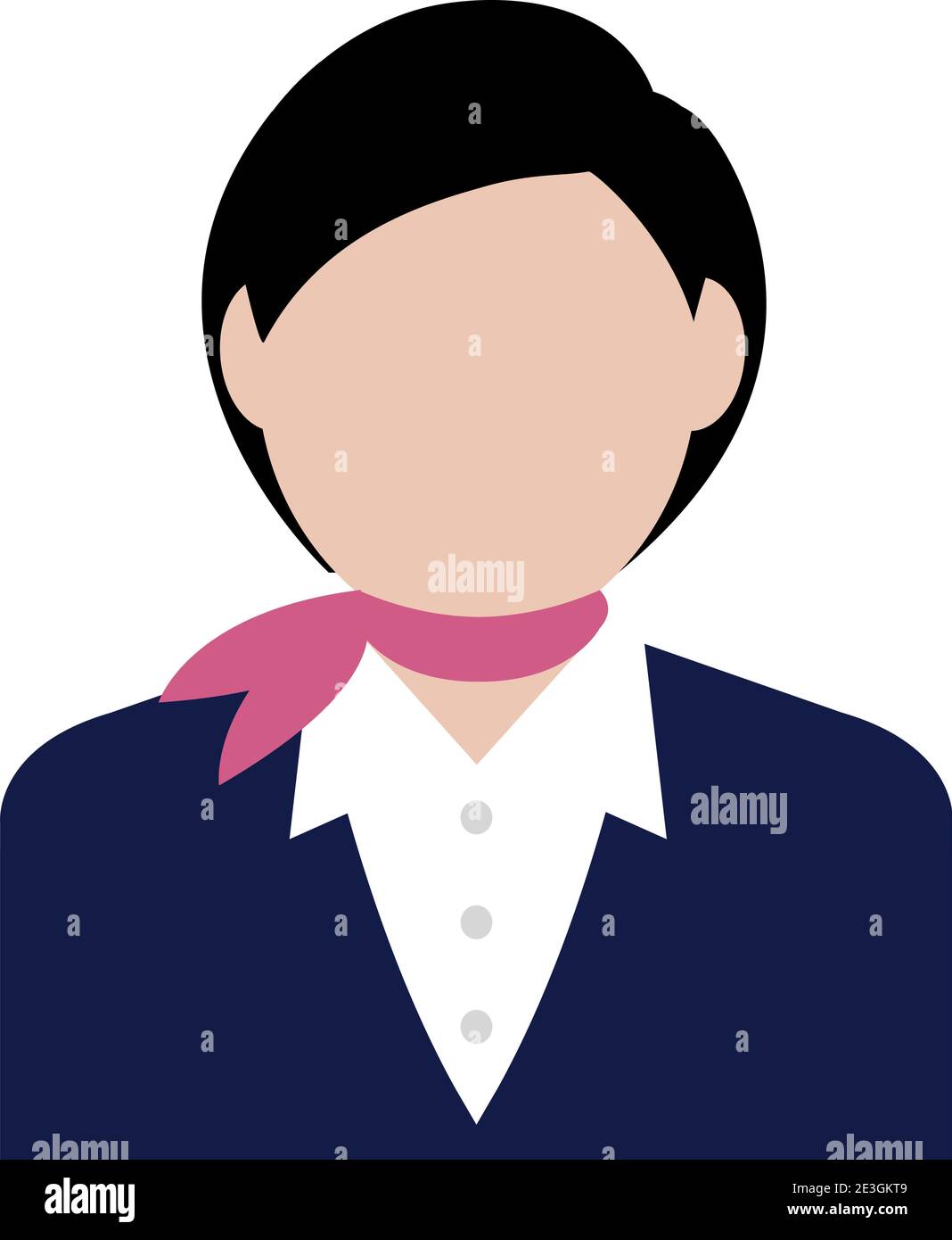 Illustrazione icona avatar lavoratore circolare (corpo superiore) / stewardess, addetto cabina Illustrazione Vettoriale