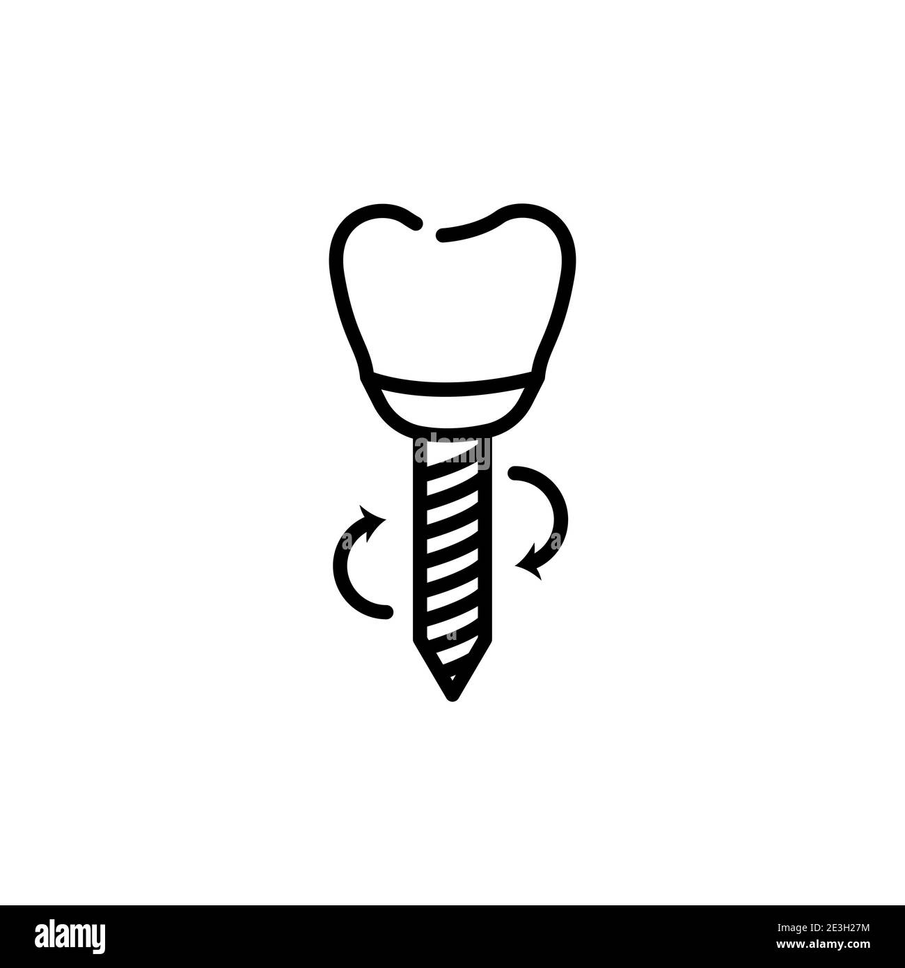 Icona odontoiatria di linea. Elementi vettoriali dentali piatti. Illustrazione Vettoriale