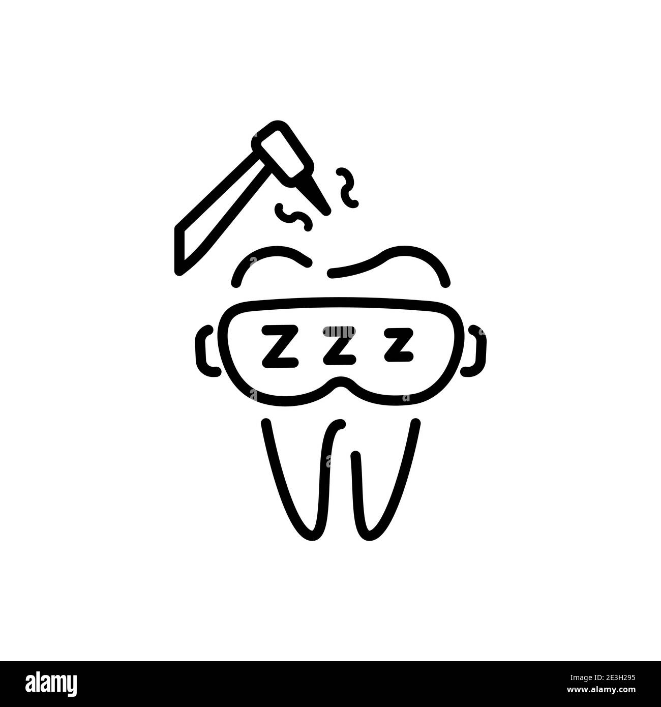 Icona odontoiatria di linea. Elementi vettoriali dentali piatti. Illustrazione Vettoriale