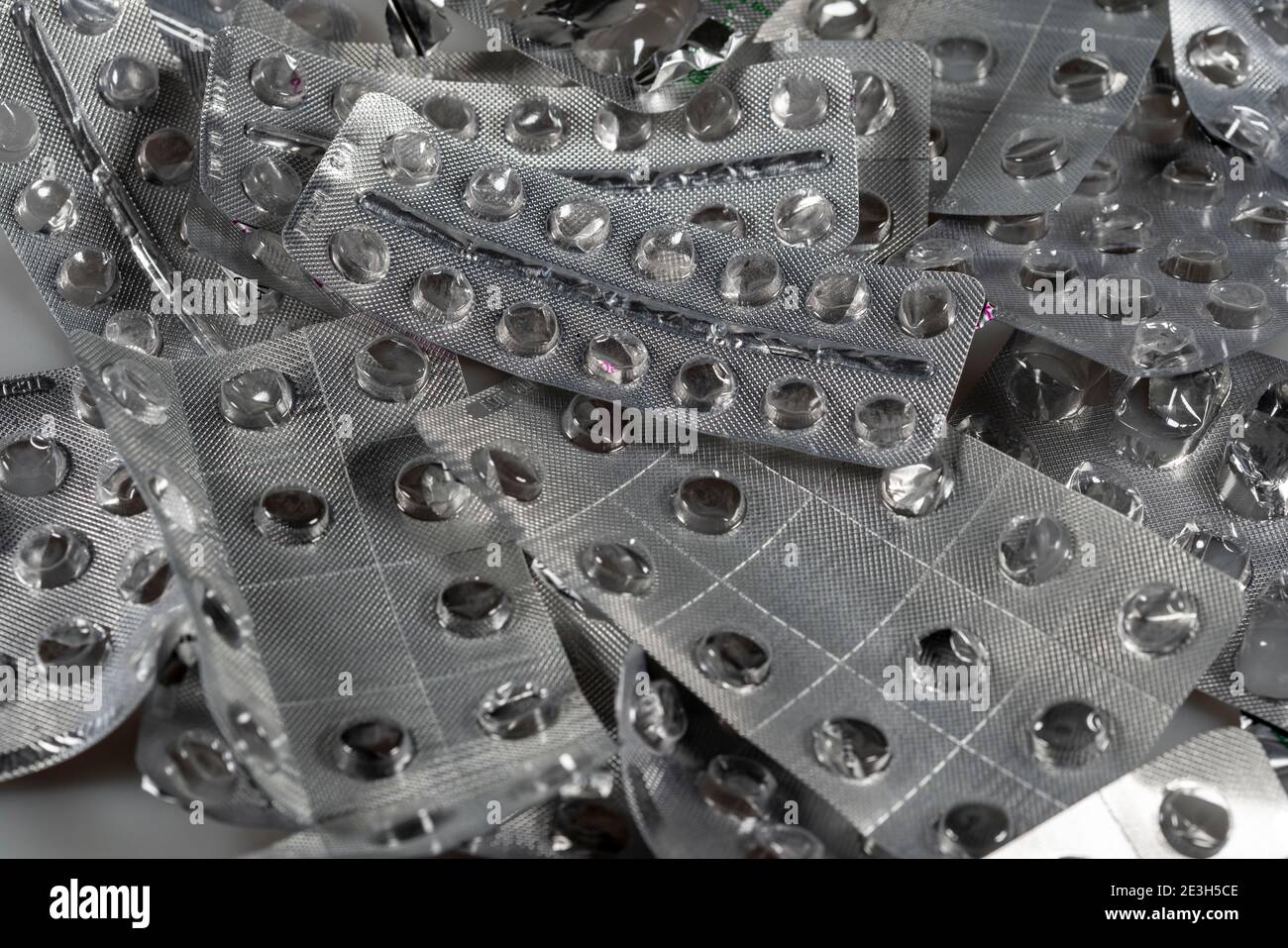 Vuoto, imballaggio della medicina usata, pillole, compresse, Foto Stock