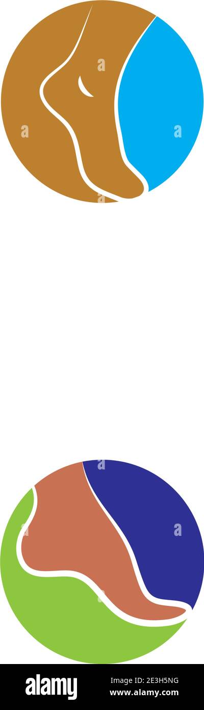 Tipo di simbolo del vettore del modello del logo del piede Illustrazione Vettoriale