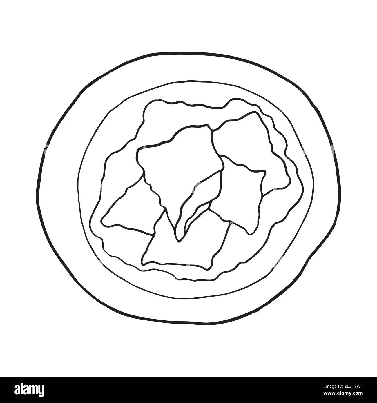 Vettore mano doodle disegnata kaiserschmarren. Dessert tedesco. Progettare un elemento di schizzo per menu cafè, ristorante, etichetta e imballaggio. Illustrazione Illustrazione Vettoriale