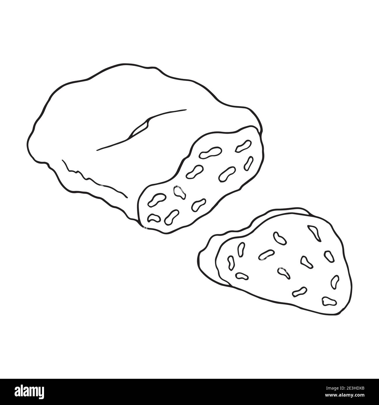 Barattella disegnata a mano del vettore rubata. Pane di frutta. Dessert tedesco. Progettare un elemento di schizzo per menu cafè, ristorante, etichetta e imballaggio. Illustrazione Illustrazione Vettoriale