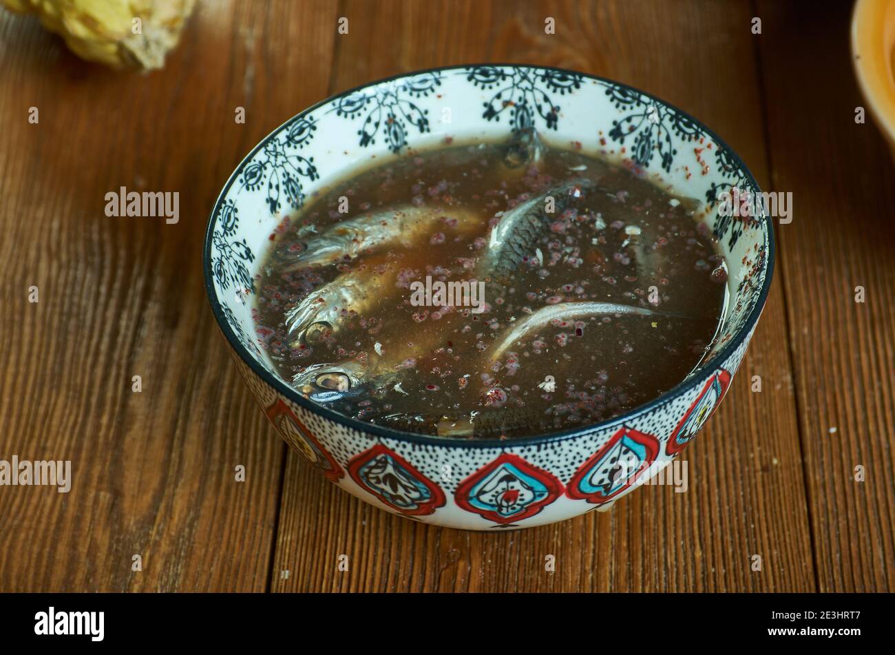 Garum - antica salsa di pesce fermentata che risale al romano volte Foto Stock