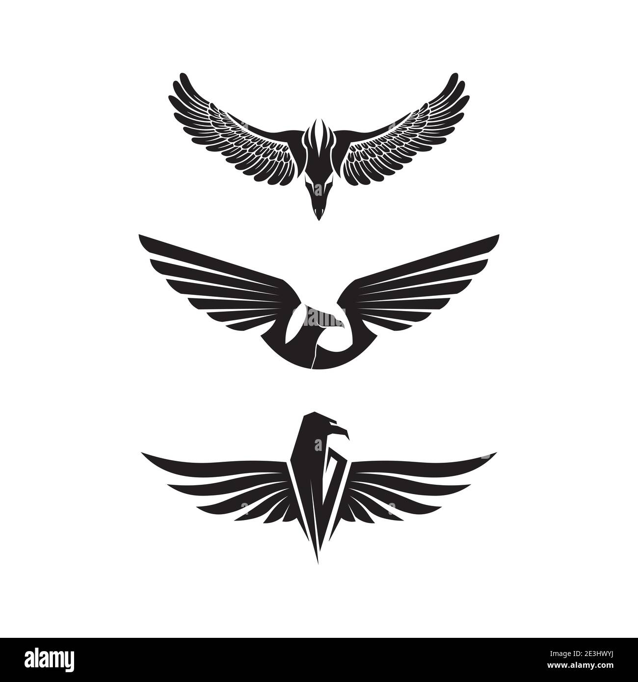 logo di animali e ali, volo, mosca, ala di aquila, falco, ala di uccello Illustrazione Vettoriale