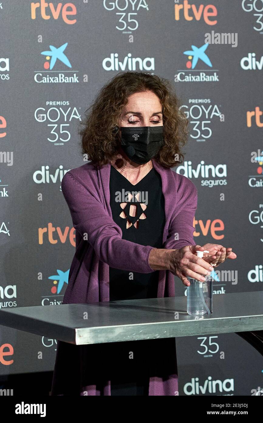 Ana Belen partecipa alla 35a conferenza dei candidati Goya presso l'Accademia delle Arti e delle Scienze Cinematografiche il 18 gennaio 2021 a Madrid, Spagna. Foto di May Robledo/Alfa Images/ABACAPRESS.COM Foto Stock