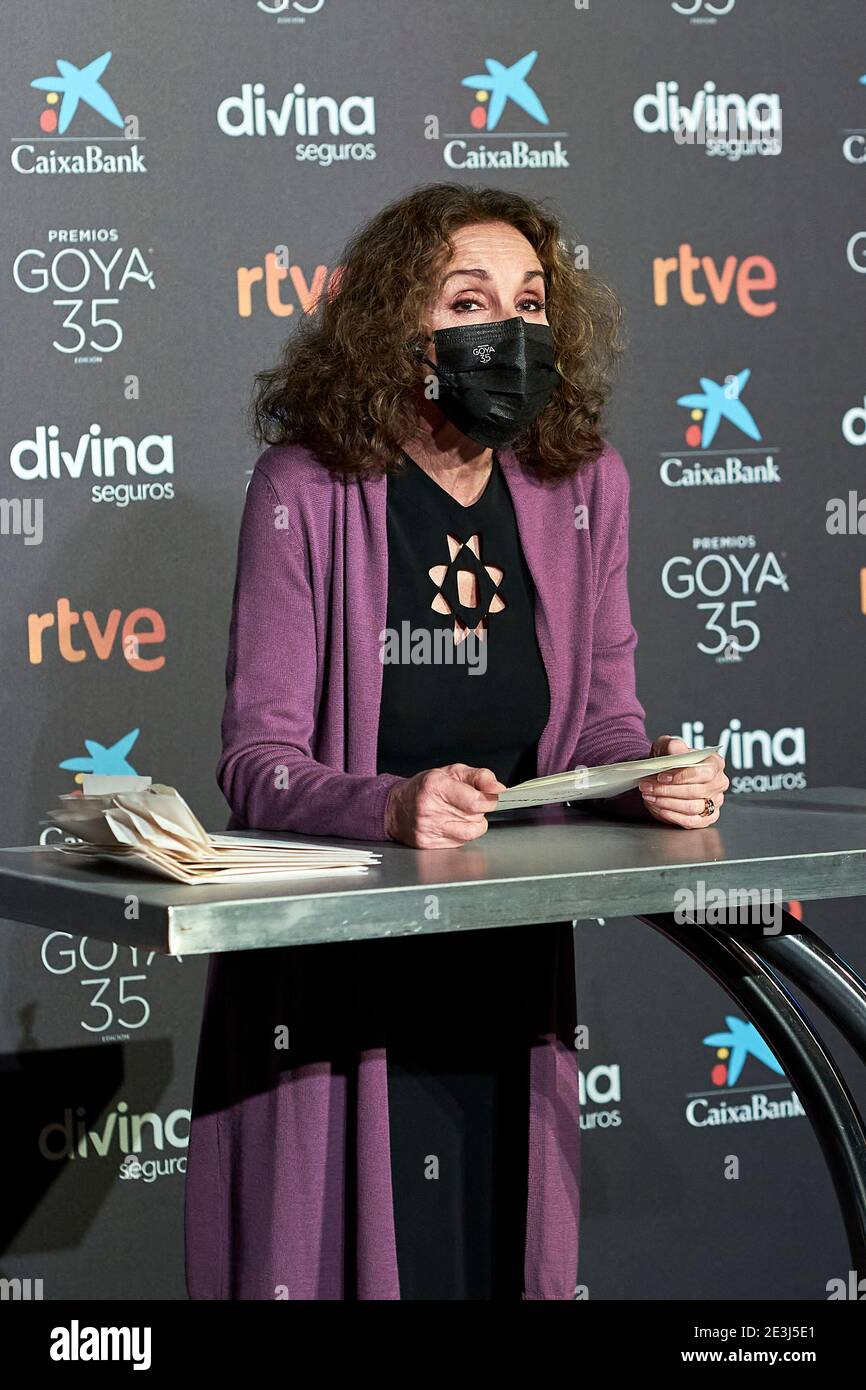 Ana Belen partecipa alla 35a conferenza dei candidati Goya presso l'Accademia delle Arti e delle Scienze Cinematografiche il 18 gennaio 2021 a Madrid, Spagna. Foto di May Robledo/Alfa Images/ABACAPRESS.COM Foto Stock