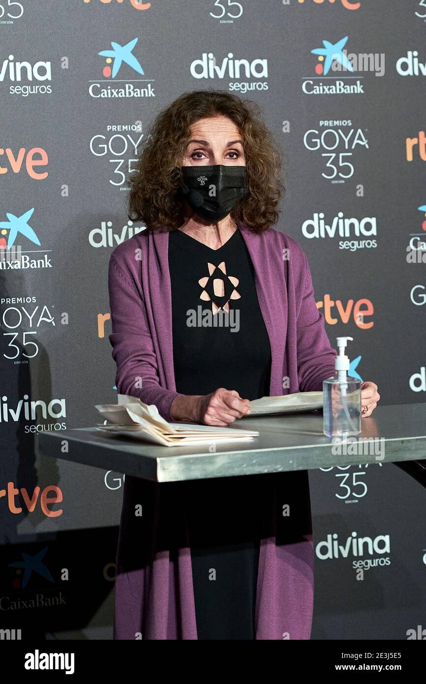 Ana Belen partecipa alla 35a conferenza dei candidati Goya presso l'Accademia delle Arti e delle Scienze Cinematografiche il 18 gennaio 2021 a Madrid, Spagna. Foto di May Robledo/Alfa Images/ABACAPRESS.COM Foto Stock