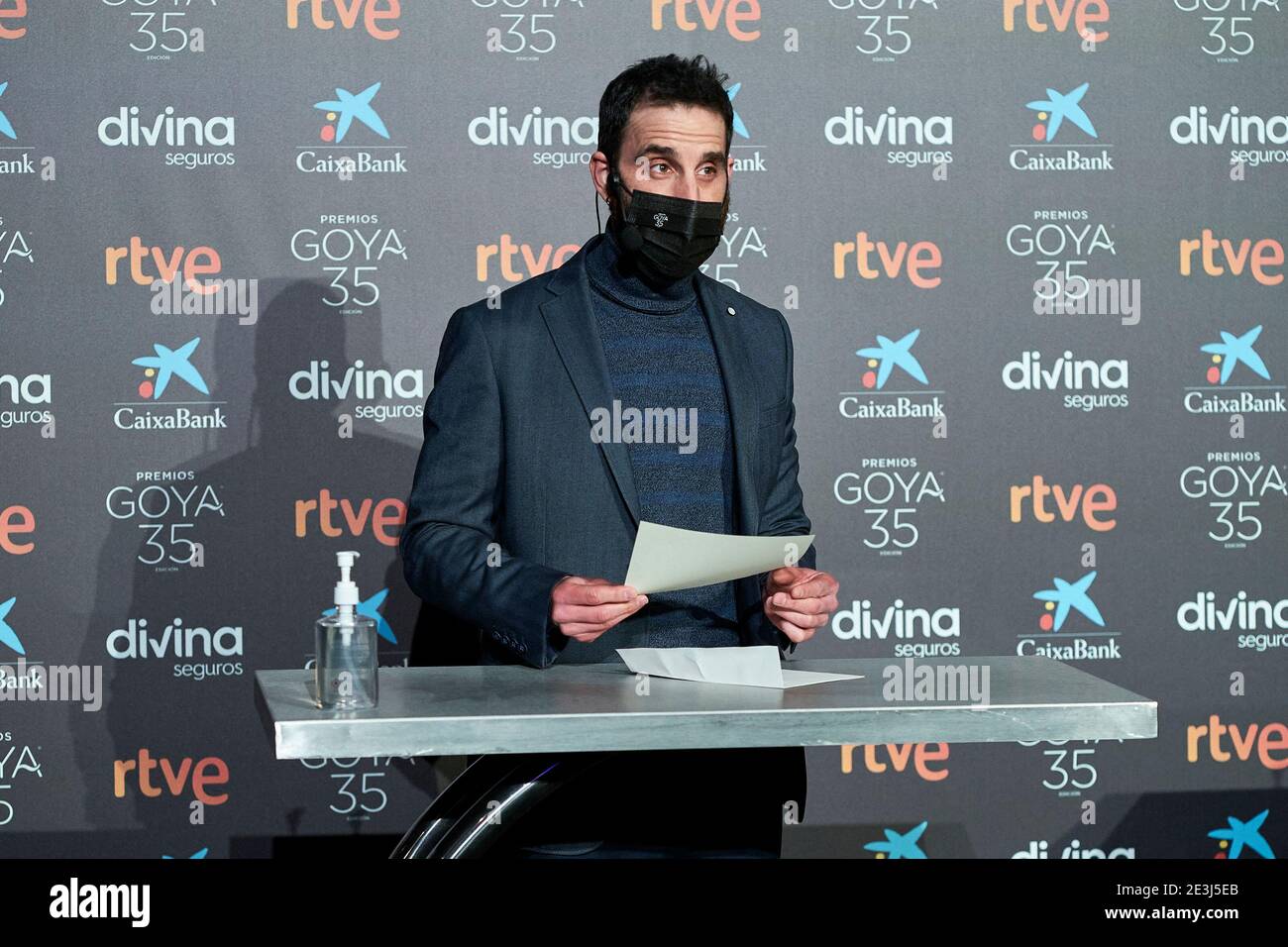 Dani Rovira partecipa alla 35a conferenza dei candidati Goya all'Accademia di Arti e Scienze Cinematografiche il 18 gennaio 2021 a Madrid, Spagna. Foto di May Robledo/Alfa Images/ABACAPRESS.COM Foto Stock