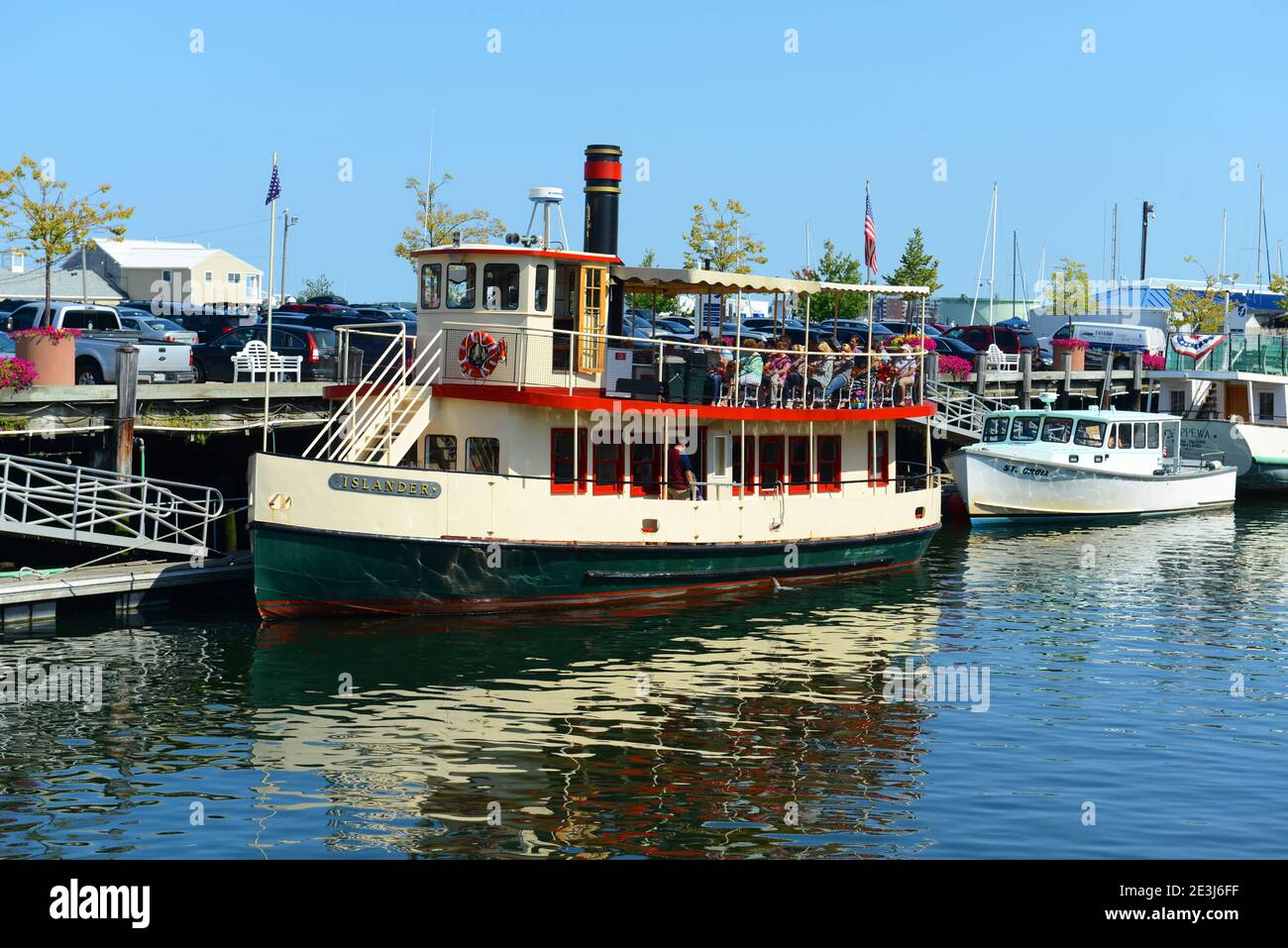 L'antica nave da crociera 'Islander' attraccata al Porto Vecchio il 24 agosto 2014 nel centro di Portland, Maine, USA. Foto Stock