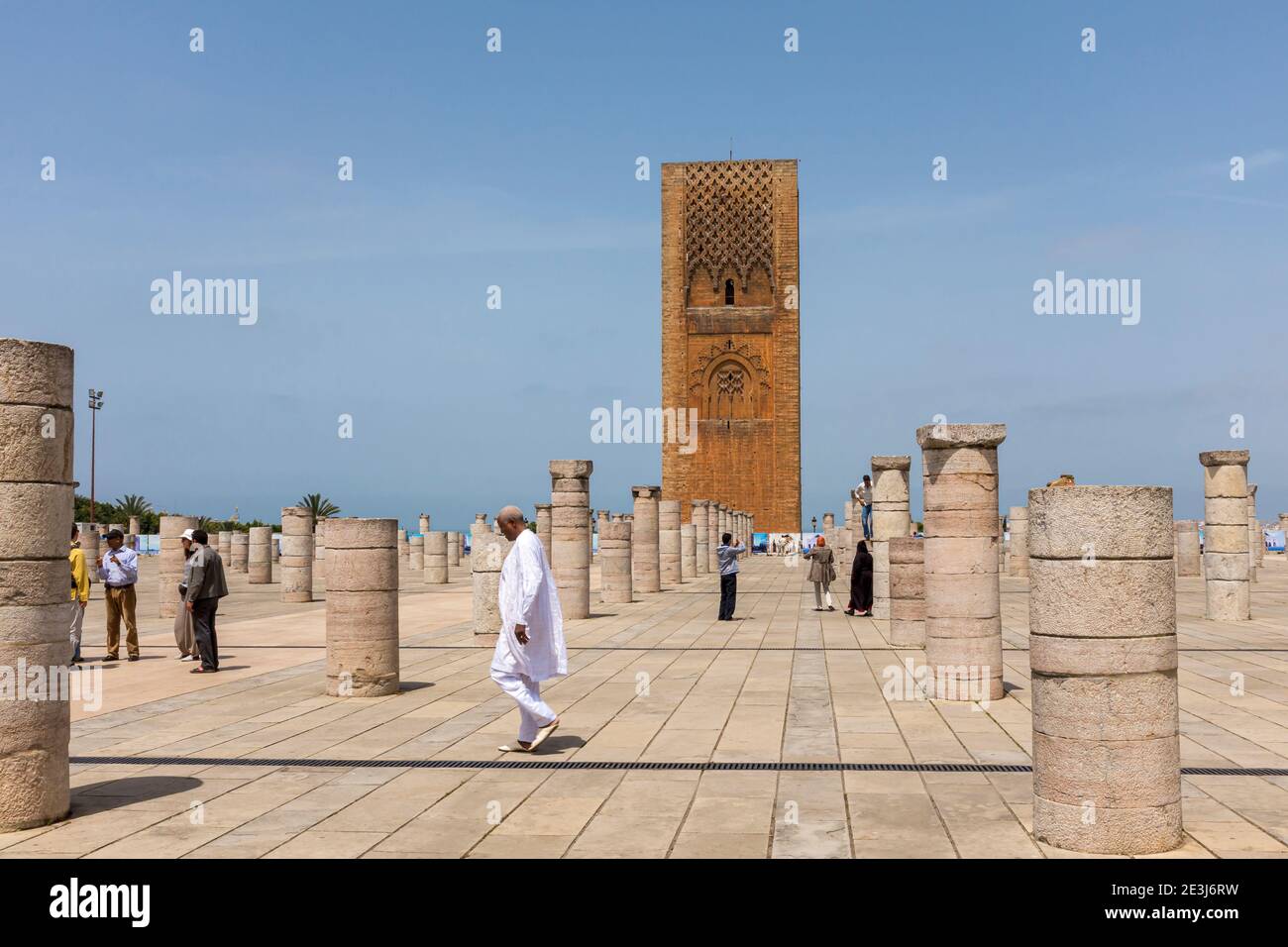 RABAT Hassan Tower e colonne della moschea collassata. Foto Stock