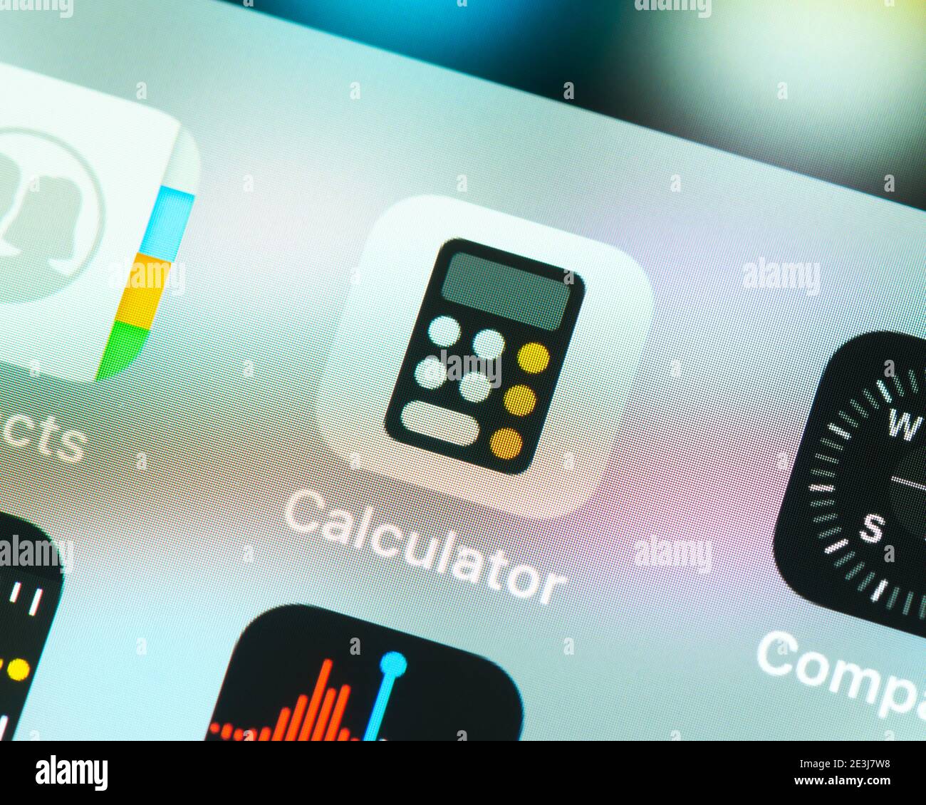 Icona dell'applicazione Calcolatrice sulla schermata di Apple iPhone Foto  stock - Alamy