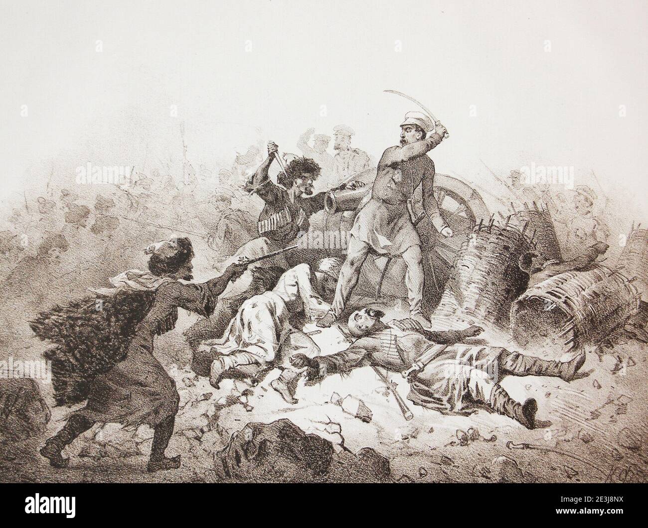 L'ultima impresa del tenente colonnello Bibanov. Incisione 1878. Foto Stock