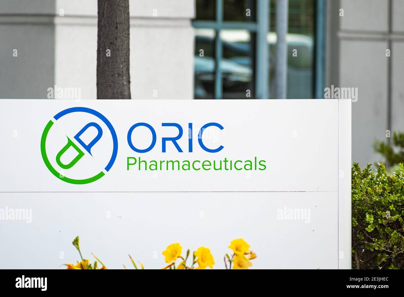 Set 21, 2020 South San Francisco / CA / USA - il logo ORICO presso la loro sede centrale in Silicon Valley; ORIC Pharmaceuticals, Inc. Opera come un biotechnologo Foto Stock