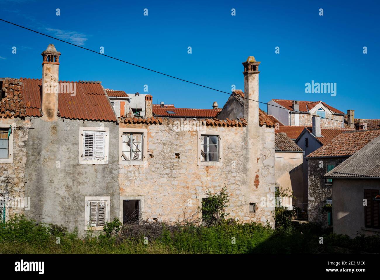 Casa, Mali Iz, Isola di Iz, arcipelago di Zara, Dalmazia, Croazia Foto Stock