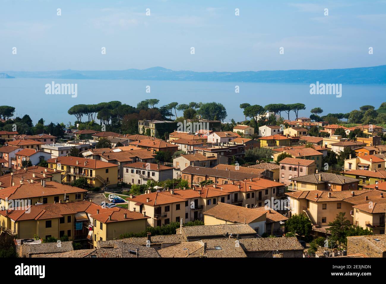 Vista panoramica di Bolsena e del lago Foto Stock