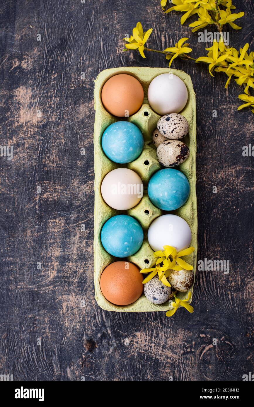 Uova di Pasqua di colore blu Foto Stock