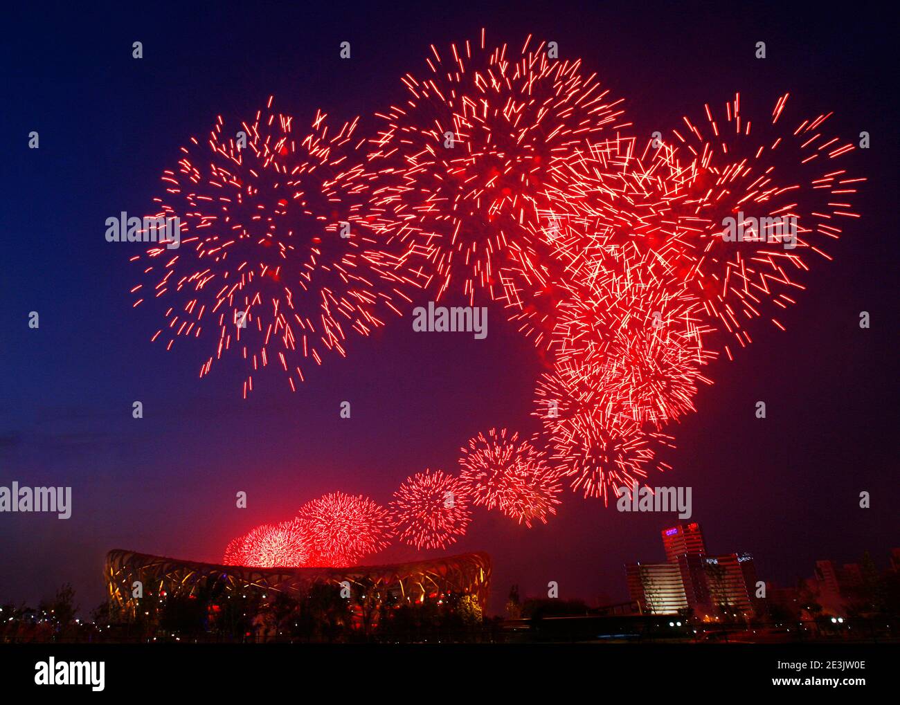Fuochi d'artificio che fioriscono sul cielo notturno foto di alta qualità Foto Stock
