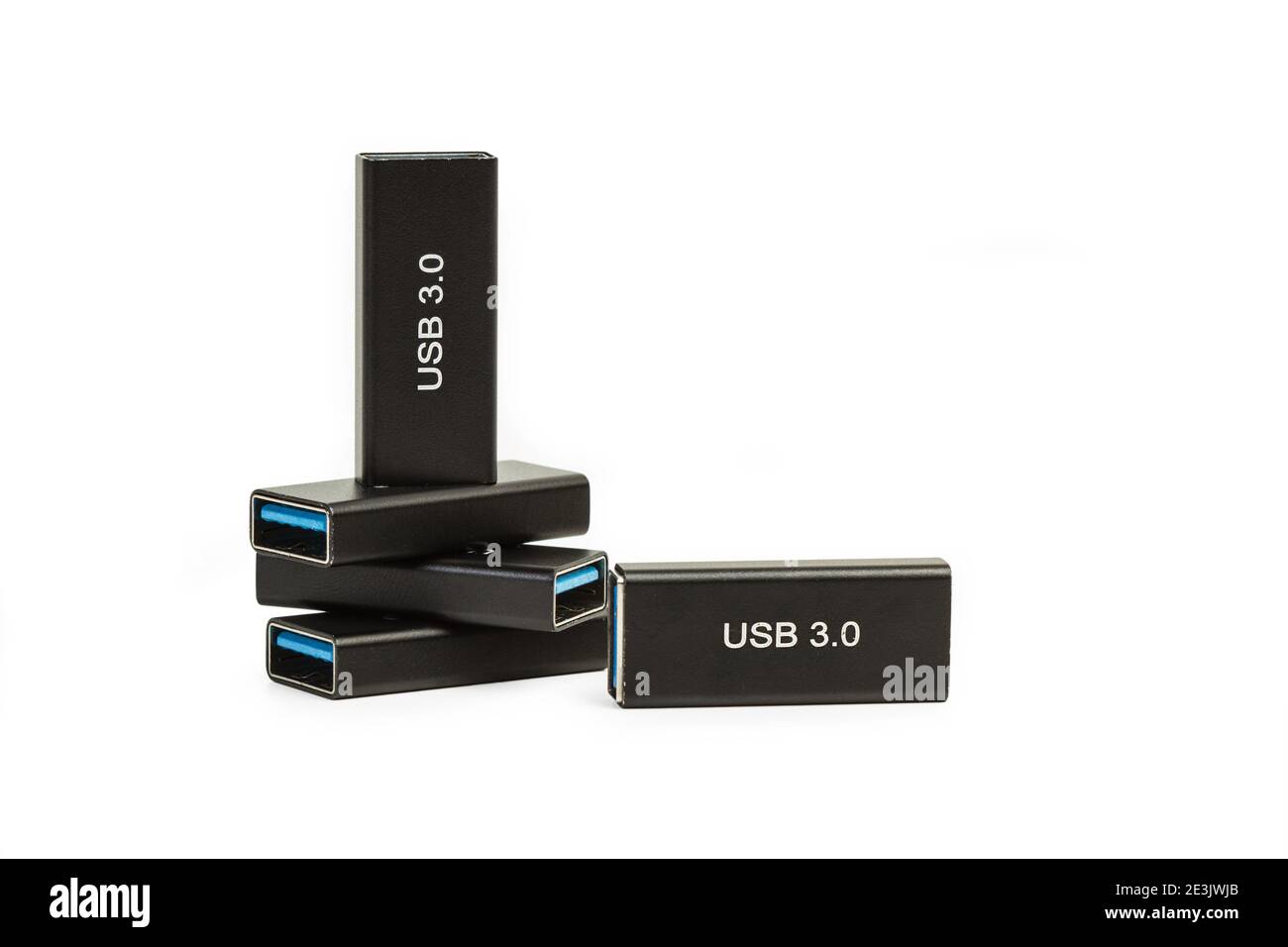 Cinque memorie usb portatili su sfondo bianco Foto Stock