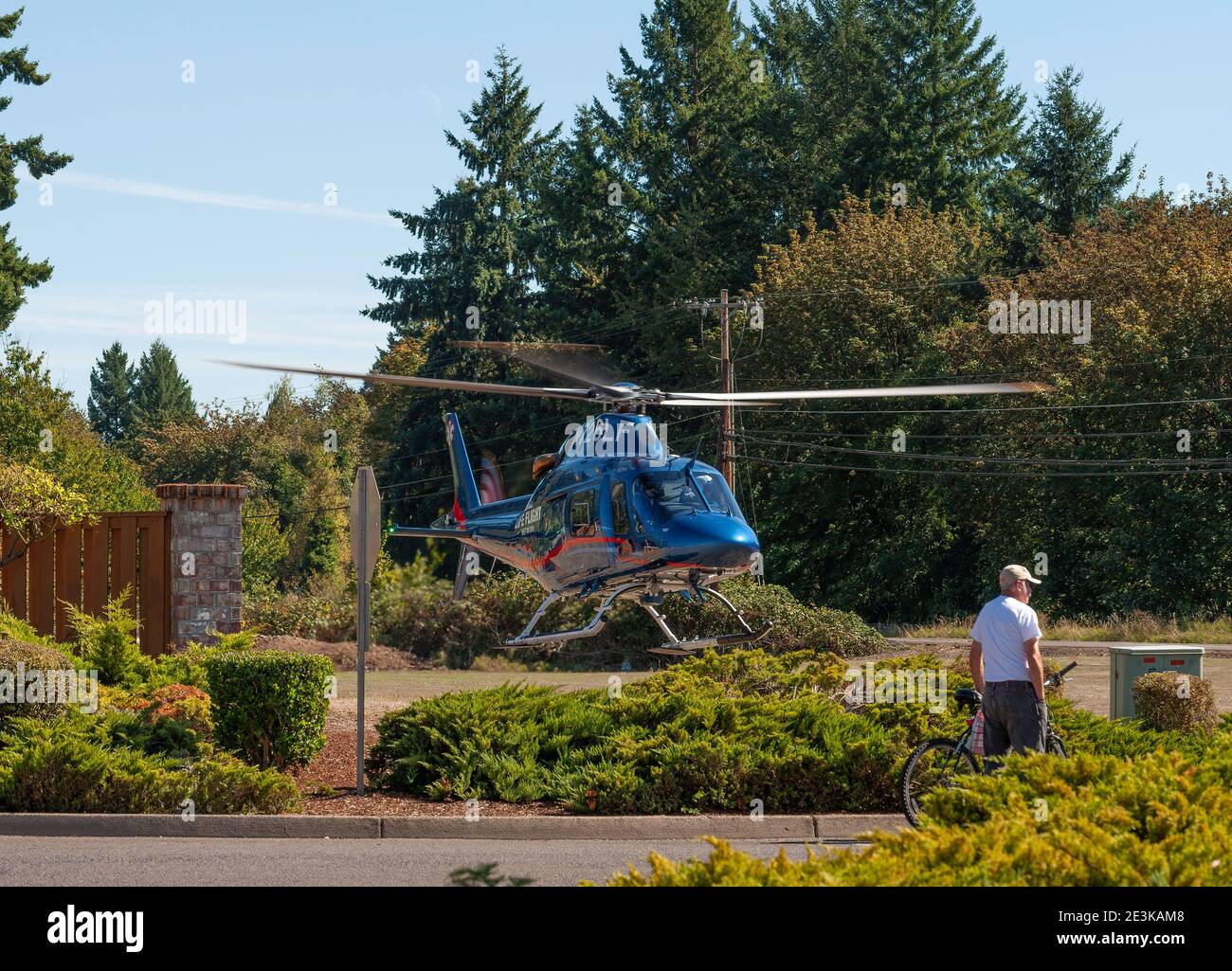 Lafayette, Oregon, Stati Uniti - Settembre 19. 2015: Le ferite che minacciano la vita richiedono il volo di vita per trasportare il paziente Foto Stock